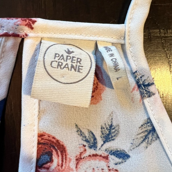 Paper Crane Off-White with Rust/Peach/Blue Floral Print Cami Top - Picture 2 of 12